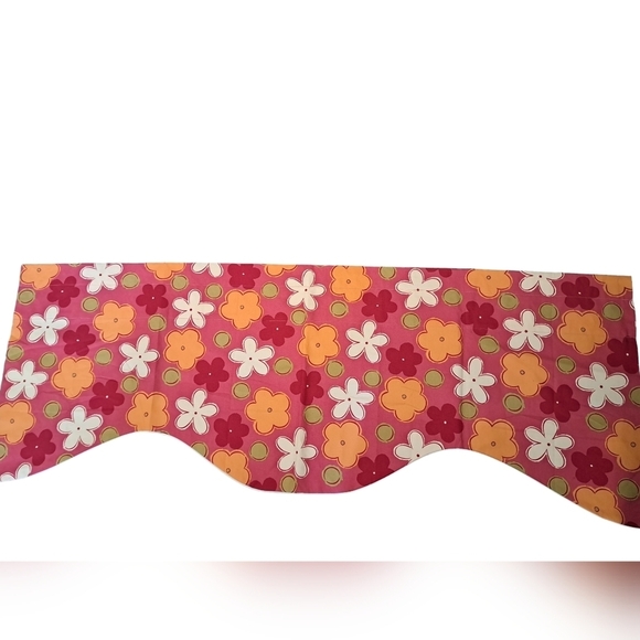 unbranded Other - VIBRANT BOLD flower power curtain valance lined pink MOD rod pocket coastal